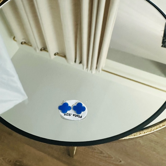 Blue Silver Stud Earrings - Picture 5 of 11